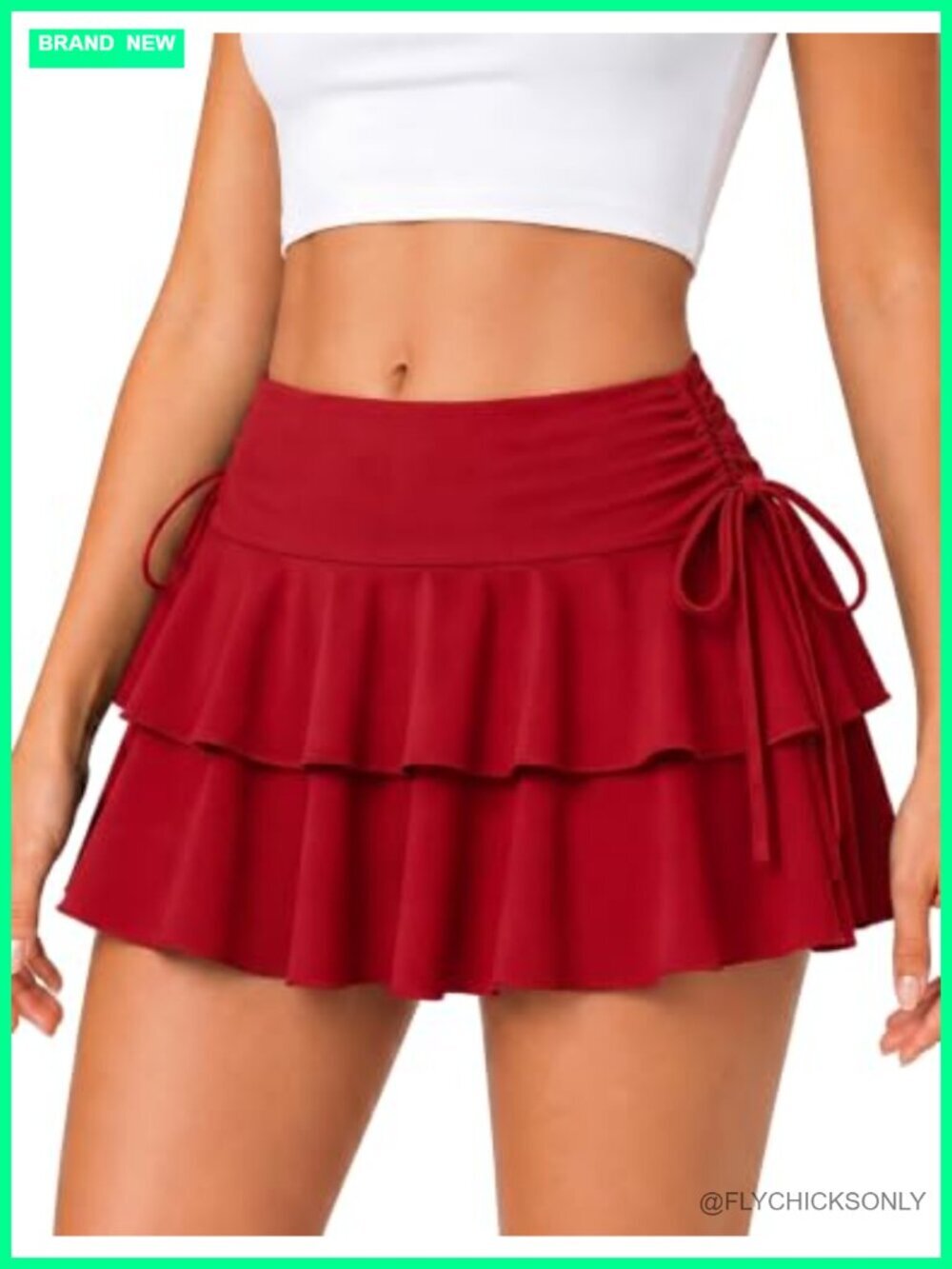 Pleated Mini Skirt High Waisted Flowy Ruffle Skater Skirt Stretchy Layered